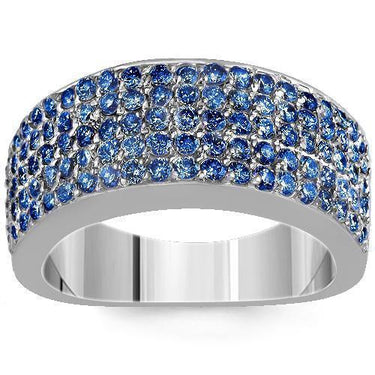 Sterling Silver Mens Blue Diamond Wedding Ring Band 2.68 Ctw